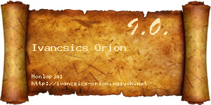 Ivancsics Orion névjegykártya